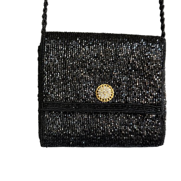 La Regale Embellished Beaded Chain Strap Evening Shoulder Bag Women's Black Form - Picture 2 of 9